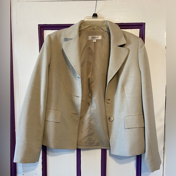 Jones Studio Women’s Blazer Jacket Size 14 Light Beige Workwear Professional - Picture 1 of 6
